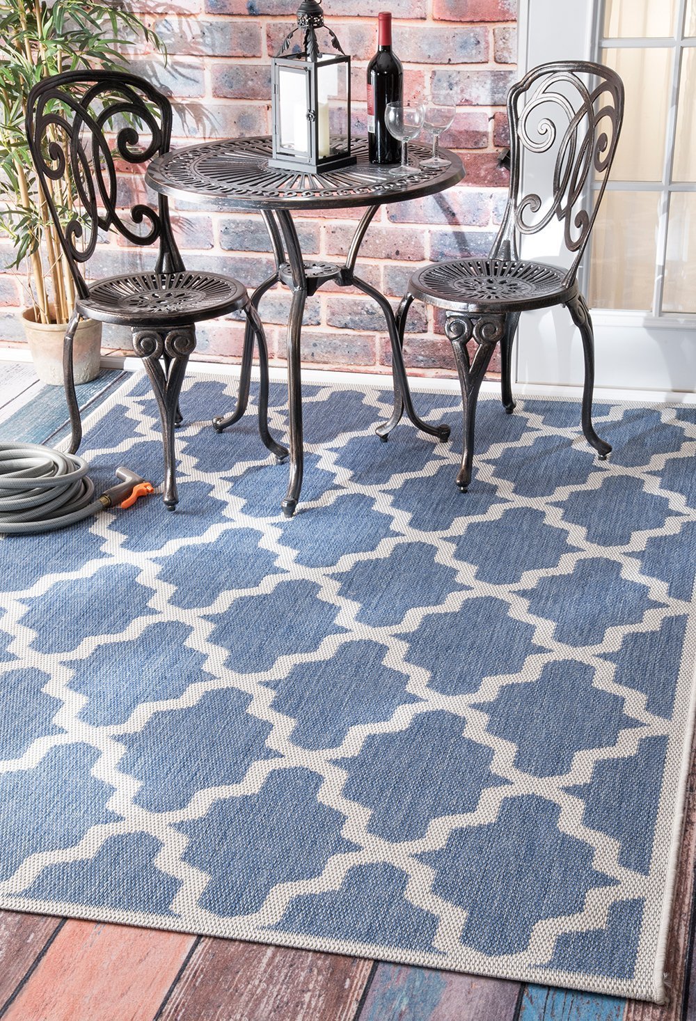 Nuloom Rugs - Machine Made Gina Outdoor Moroccan Trellis - Blue