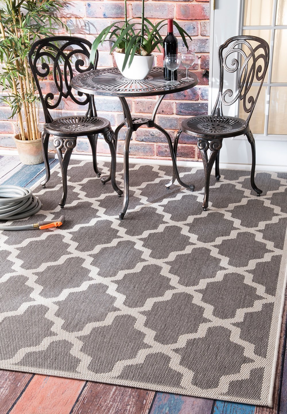 nuLOOM Rugs - Machine Made Gina Outdoor Moroccan Trellis - Grey
