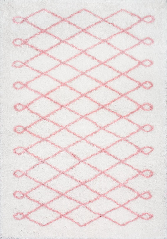 Nuloom Rugs - Stasia Diamond Shag - Baby Pink