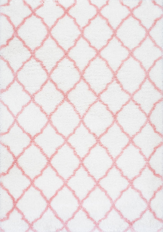 Nuloom Rugs - Nelda Trellis Kids Shag - Baby Pink