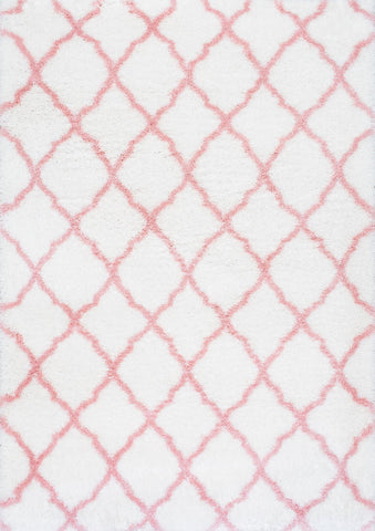 Alfombras nuLOOM - Nelda Trellis Kids Shag - Rosa bebé