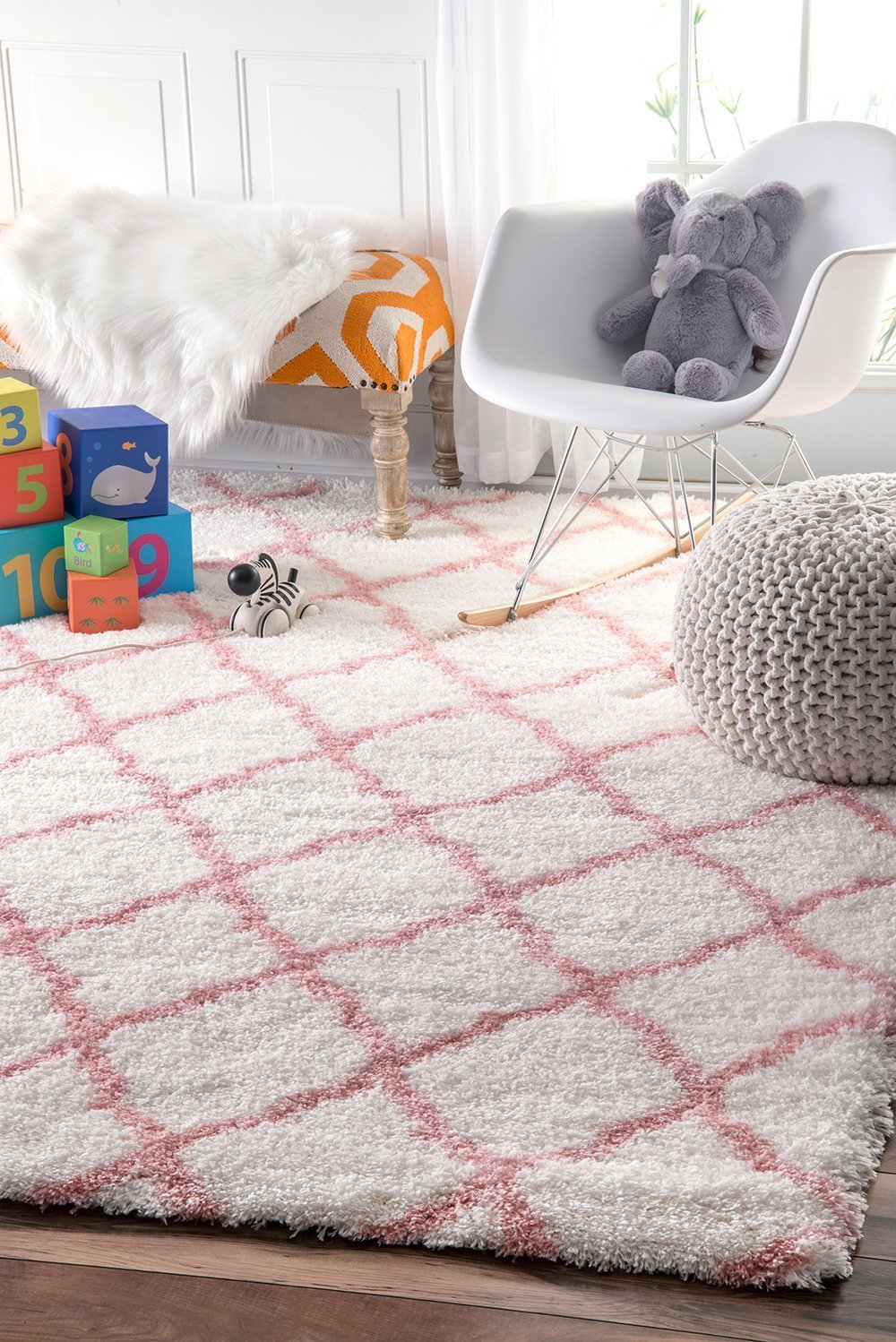 Nuloom Rugs - Nelda Trellis Kids Shag - Baby Pink