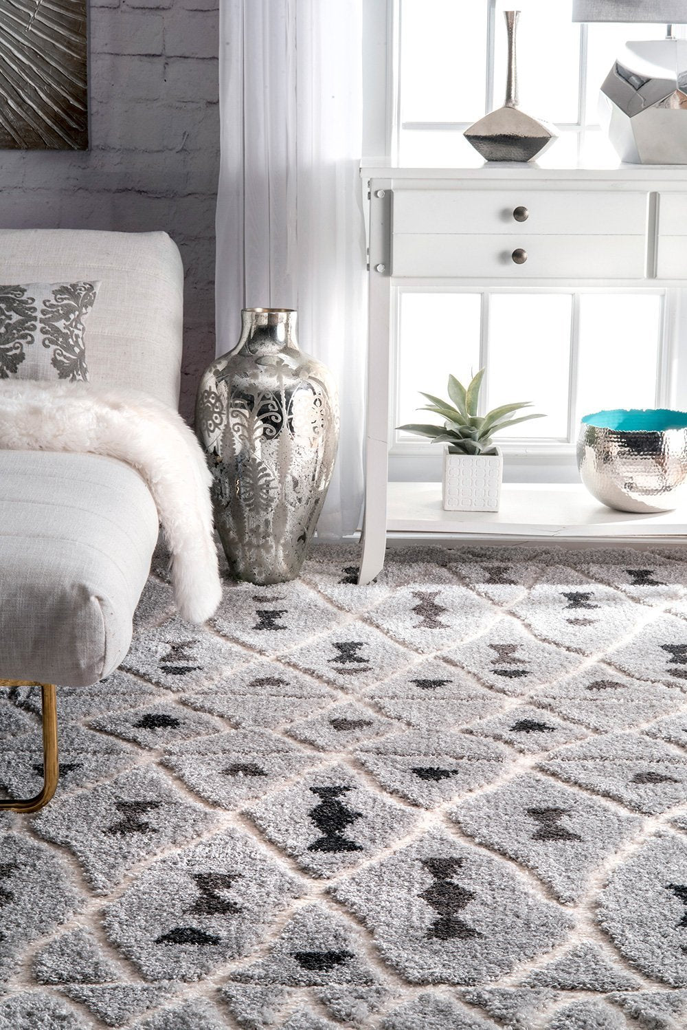 Nuloom Rugs - Almeta Moroccan Shaggy  - Grey