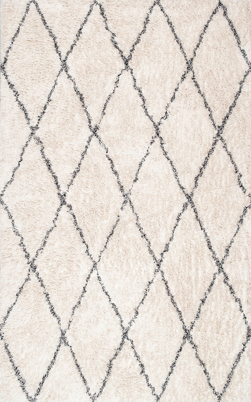 Nuloom Rugs - Sheba Cotton Diamond Shaggy  - Ivory