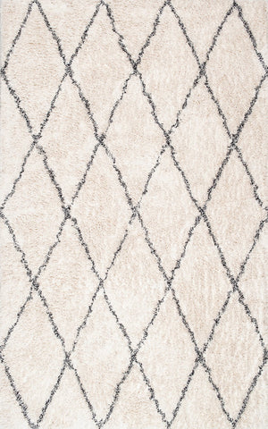 nuLOOM Rugs - Sheba Cotton Diamond Shaggy - Ivory