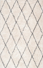 nuLOOM Rugs - Sheba Cotton Diamond Shaggy - Ivory