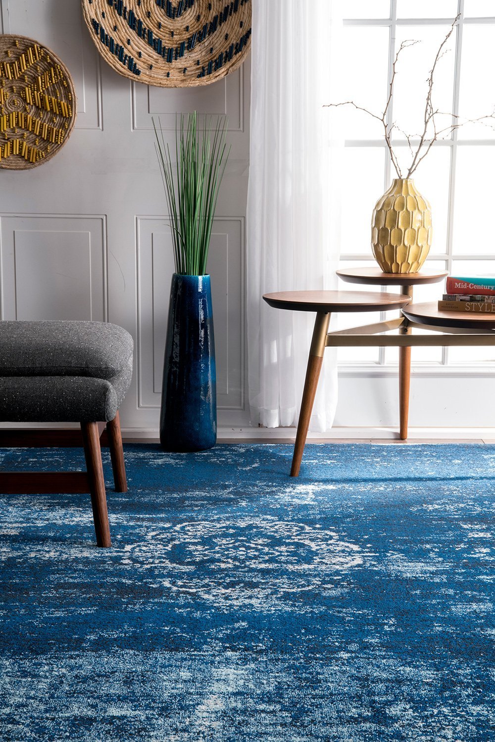 Nuloom Rugs - Tanja Overdyed Medallion - Blue