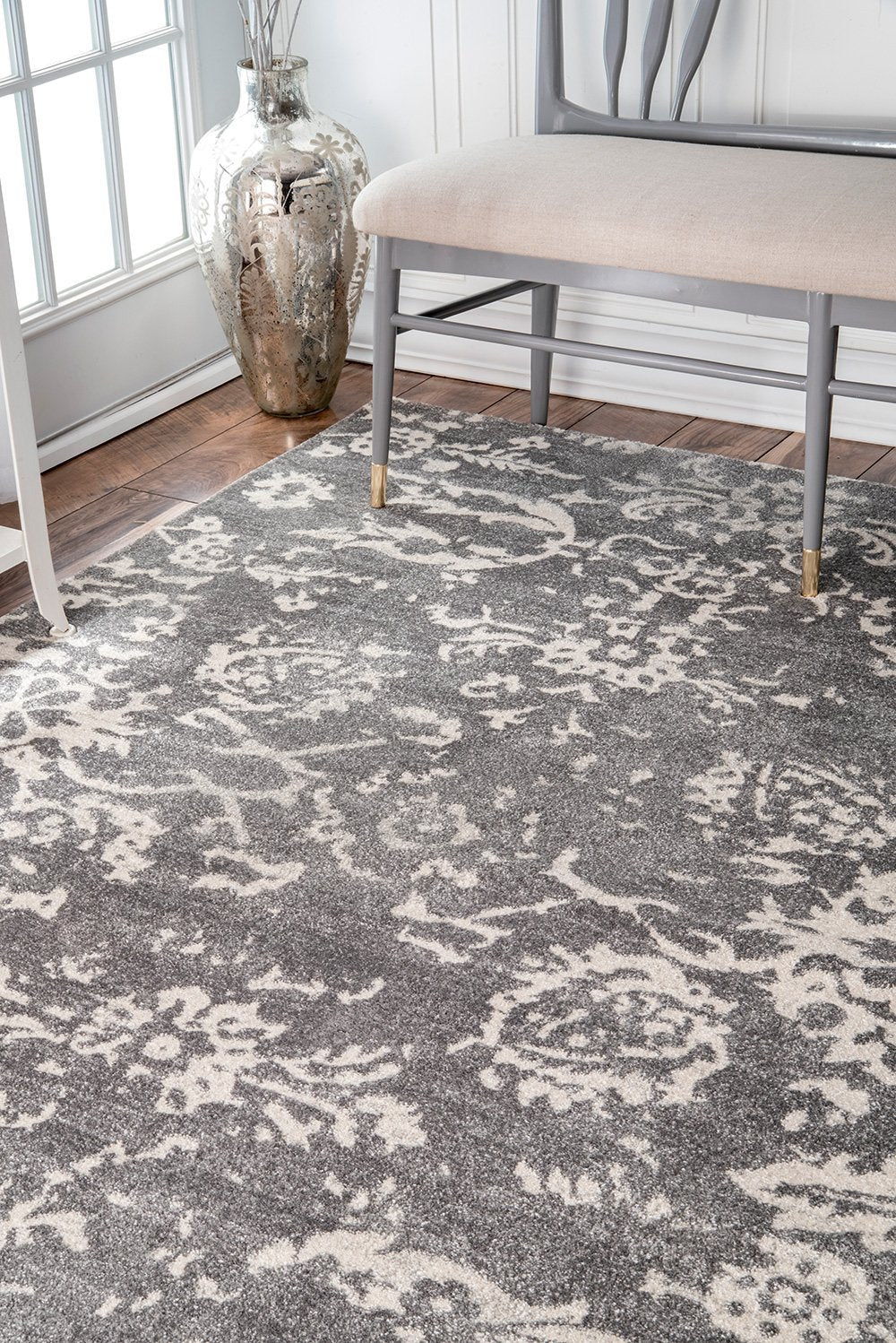 Nuloom Rugs - Arvilla Damask - Charcoal