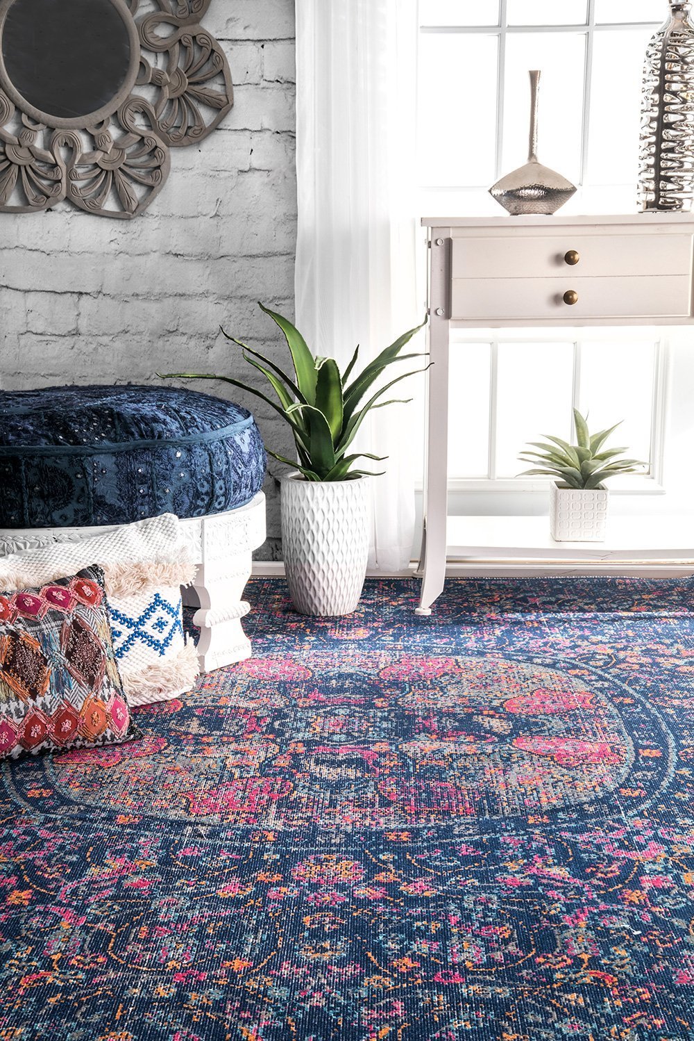 Nuloom Rugs - Celina Floral Mandala - Navy