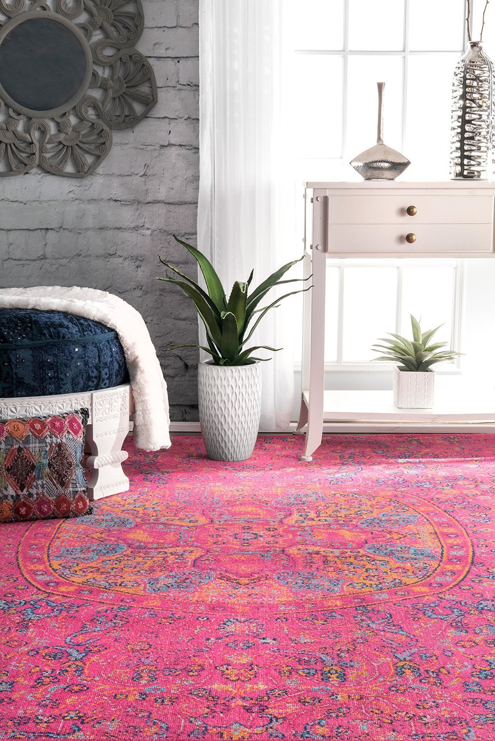 Nuloom Rugs - Celina Floral Mandala - Pink