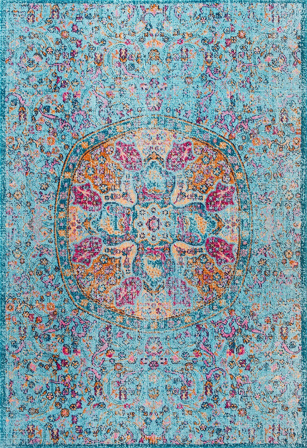 Nuloom Rugs - Celina Floral Mandala - Aqua