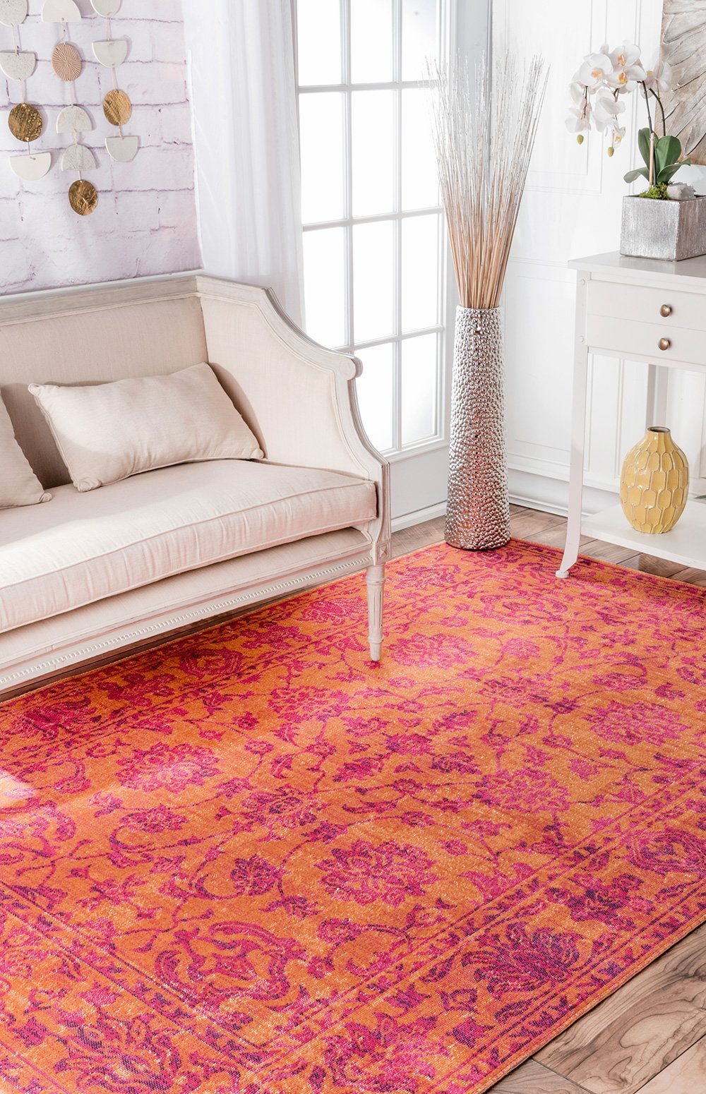 Nuloom Rugs - Distressed Floral Fiona - Orange