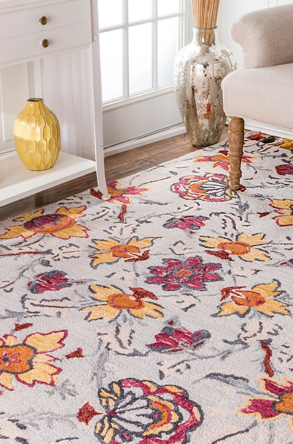 Nuloom Rugs - Noella Floral Tassel - Light Blue