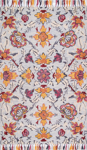 Alfombras nuLOOM - Borla floral Noella - Azul claro