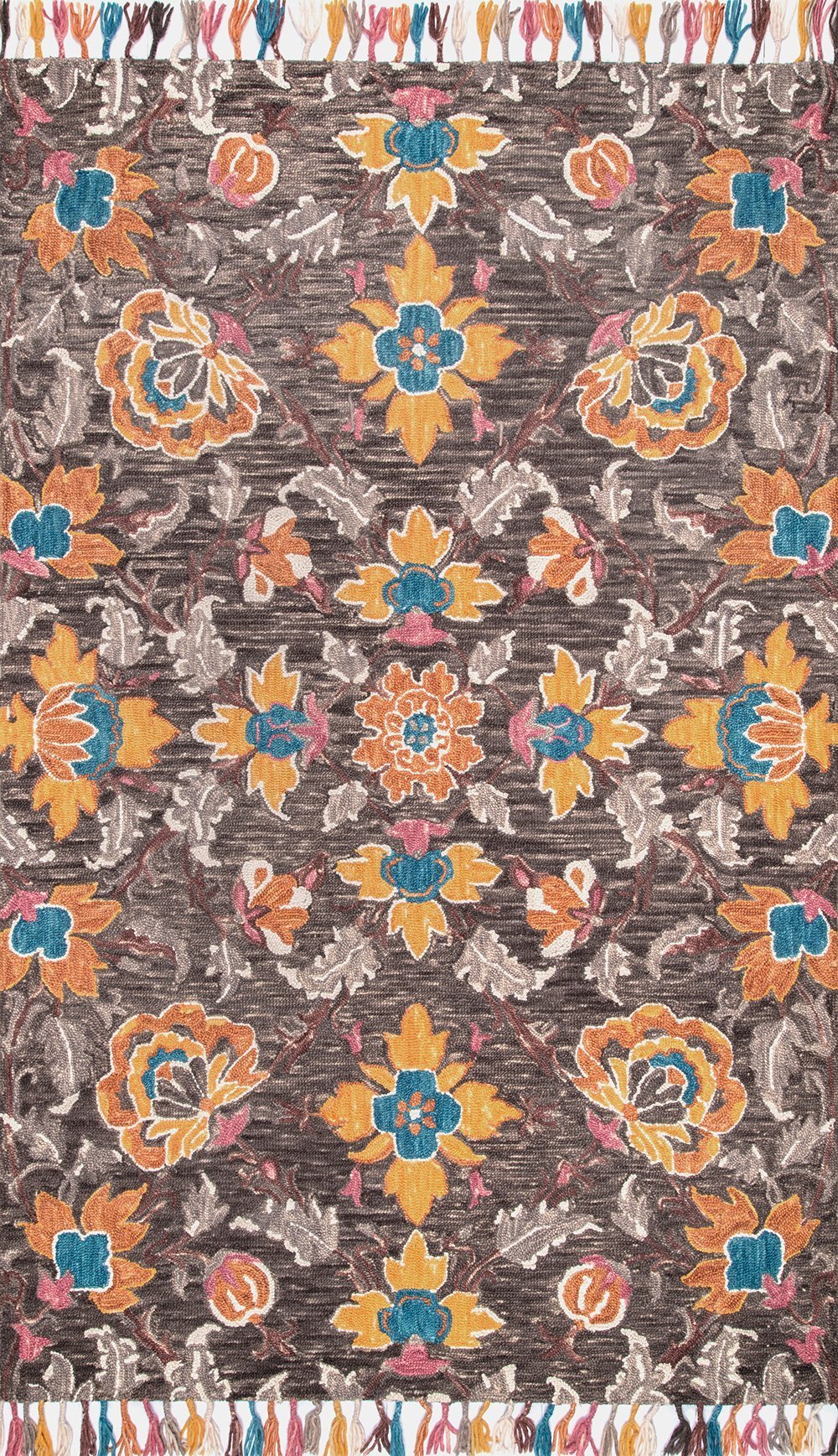 nuLOOM Rugs - Noella Floral Tassel - Brown