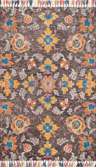 nuLOOM Rugs - Noella Floral Tassel - Brown