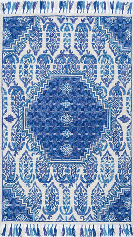 nuLOOM Rugs - Corey Paisley Tassel - Blue