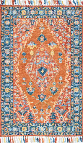nuLOOM Rugs - Sharyl Tropical Floret Tassel - Rust