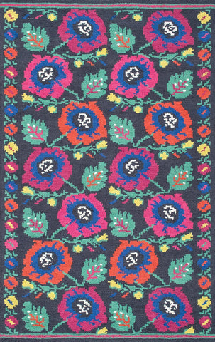 nuLOOM Rugs - Hand Hooked Floral Daisy - Charcoal