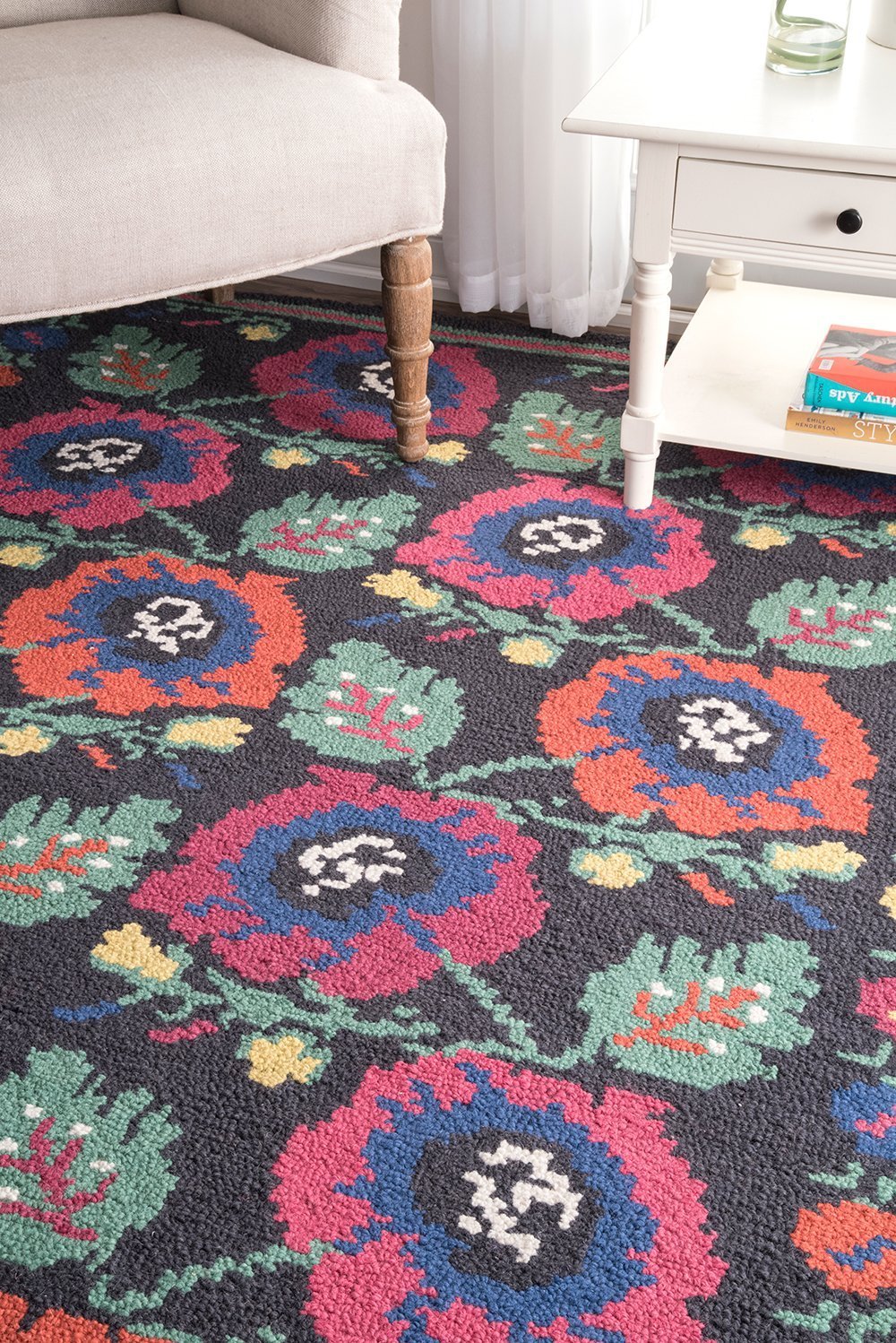 Nuloom Rugs - Hand Hooked Floral Daisy - Charcoal