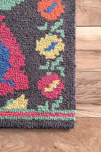 Nuloom Rugs - Hand Hooked Floral Daisy - Charcoal