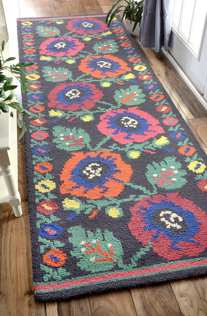 nuLOOM Rugs - Hand Hooked Floral Daisy - Charcoal