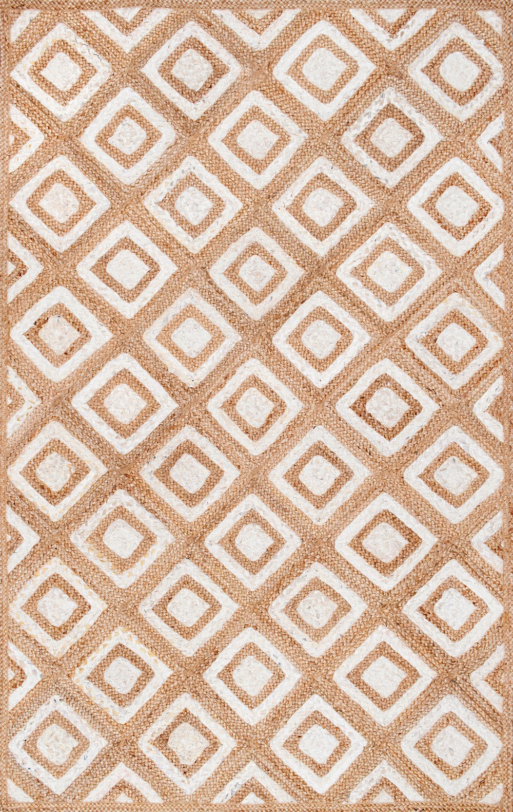 Nuloom Rugs - Rosalva Diamonds Jute - Bleached