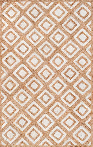 Alfombras nuLOOM - Yute Rosalva Diamantes - Blanqueadas