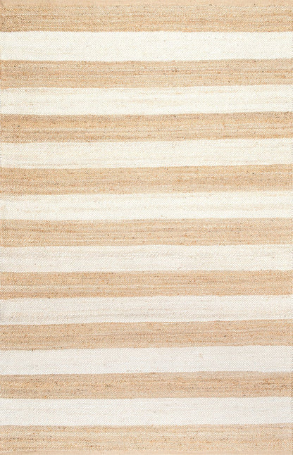 Nuloom Rugs - Flatweave Alisia Stripes Jute - Bleached