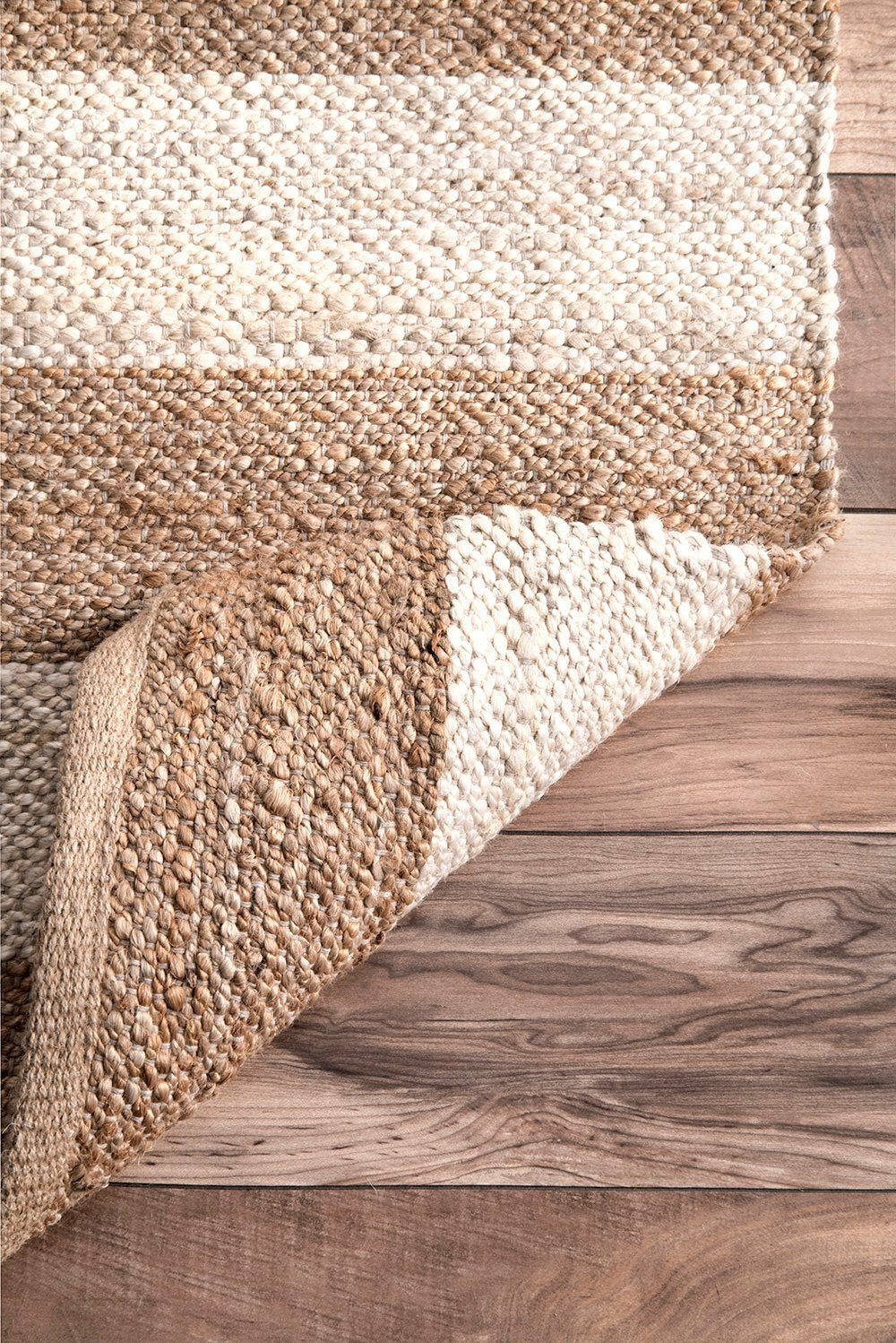 Nuloom Rugs - Flatweave Alisia Stripes Jute - Bleached