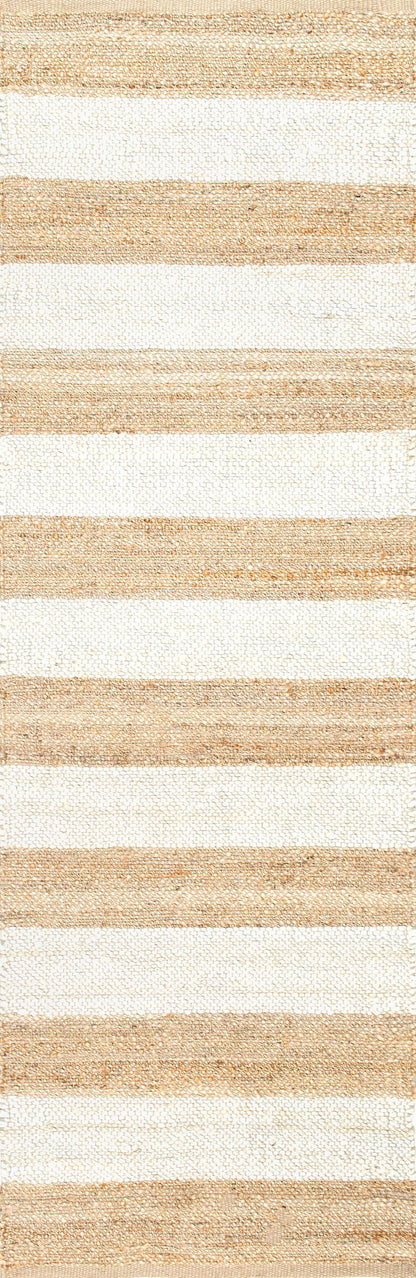 nuLOOM Rugs - Flatweave Alisia Stripes Jute - Bleached