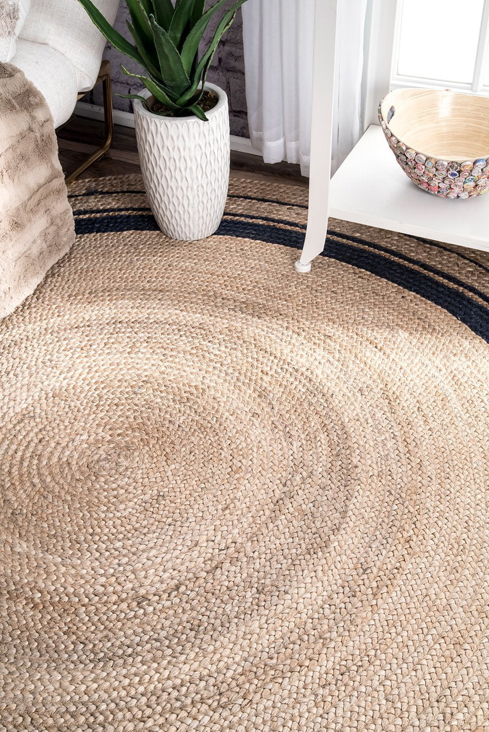 Nuloom Rugs - Braided Rikki Border Jute - Natural