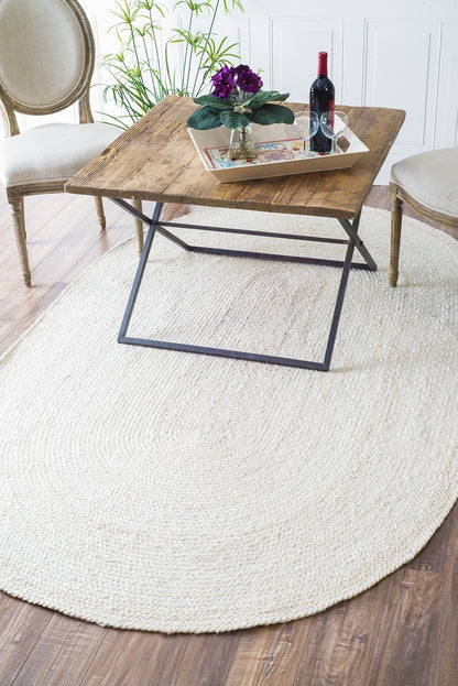 Nuloom Rugs - Hand Woven Rigo Jute Rug - White