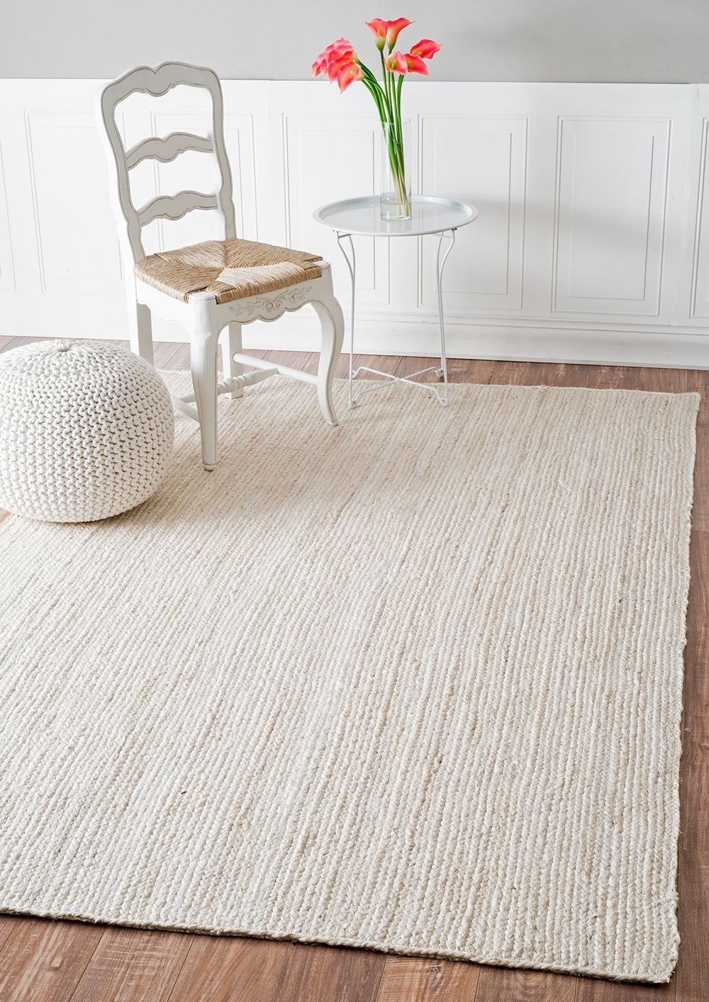 Nuloom Rugs - Hand Woven Rigo Jute Rug - White