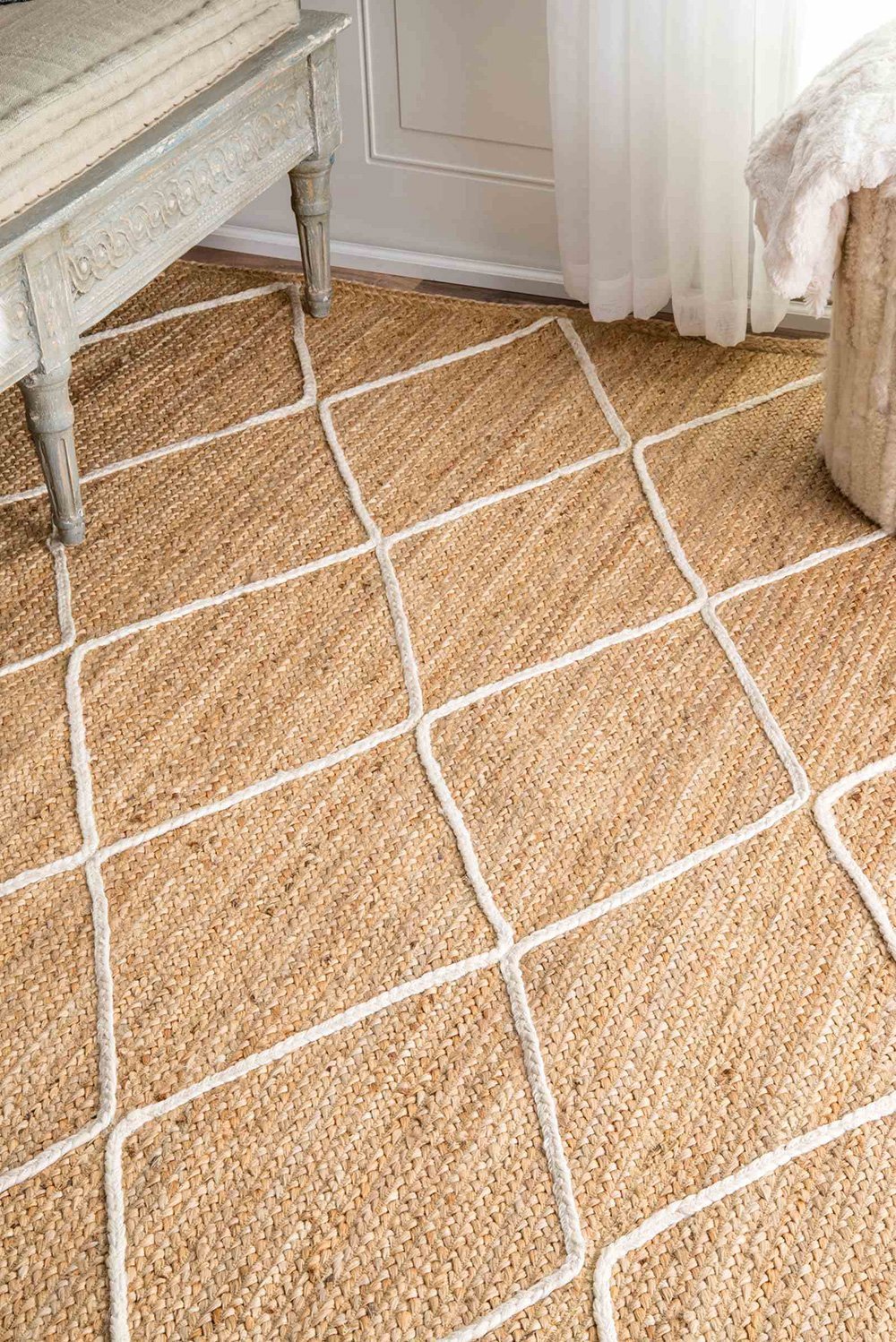 Nuloom Rugs - Caleb Braided Trellis Jute  - Natural