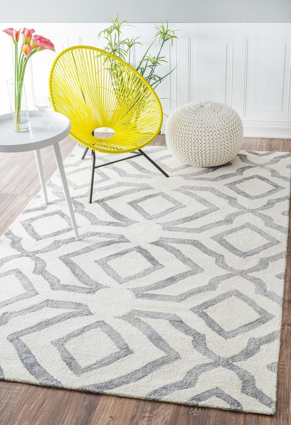 Nuloom Rugs - Hand Looped Baggett  - Light Grey