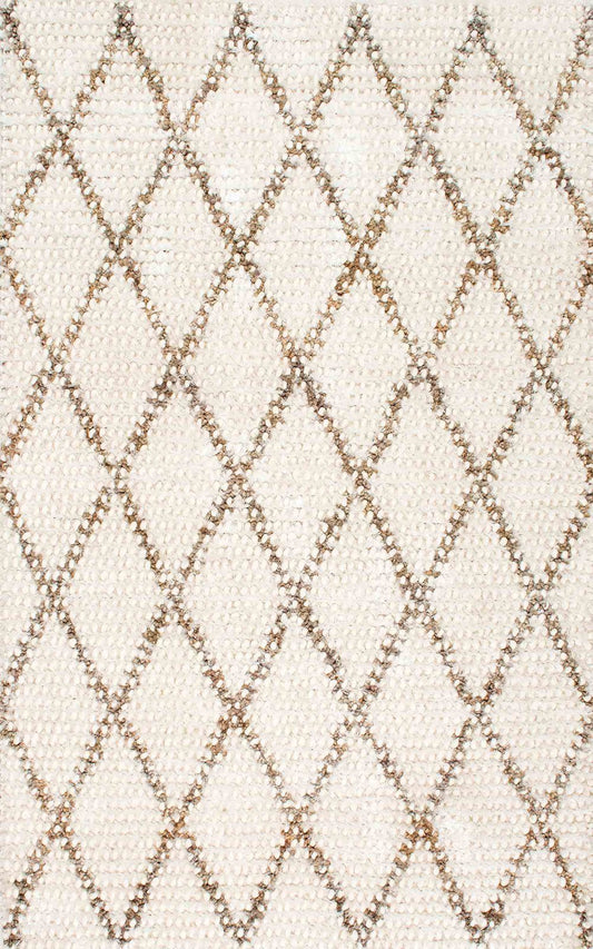 Nuloom Rugs - Hand Hooked Diamond Raelene Shag  - Ivory