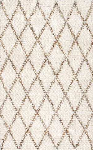 nuLOOM Rugs - Hand Hooked Diamond Raelene Shag - Ivory
