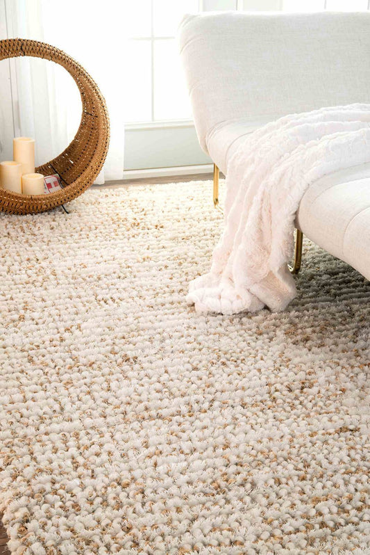 Nuloom Rugs - Hand Hooked Casual Solid Remona Shag  - Natural