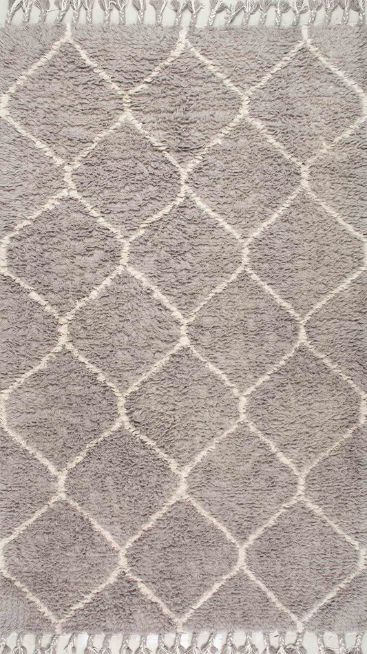 Nuloom Rugs - Hand Tufted Moroccan Trellis Hershel Shaggy  - Grey