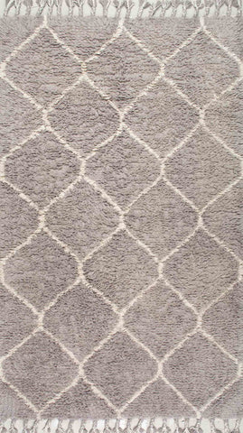 nuLOOM Rugs - Hand Tufted Moroccan Trellis Hershel Shaggy - Grey