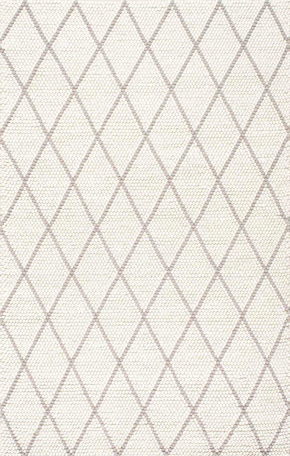 Nuloom Rugs - Hand Hooked Diamond Trellis Belia Shag  - Ivory