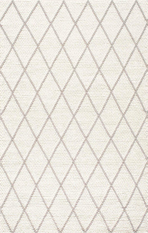 nuLOOM Rugs - Hand Hooked Diamond Trellis Belia Shag - Ivory