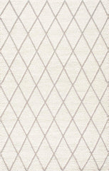 nuLOOM Rugs - Hand Hooked Diamond Trellis Belia Shag - Ivory